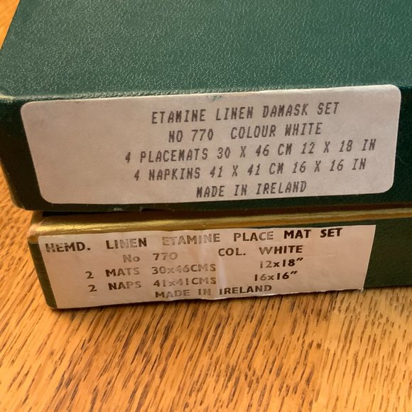 Vintage Irish Etamine White Linen Damask Sets 6 Placemats & 6 Napkins NWT - Picture 6 of 7